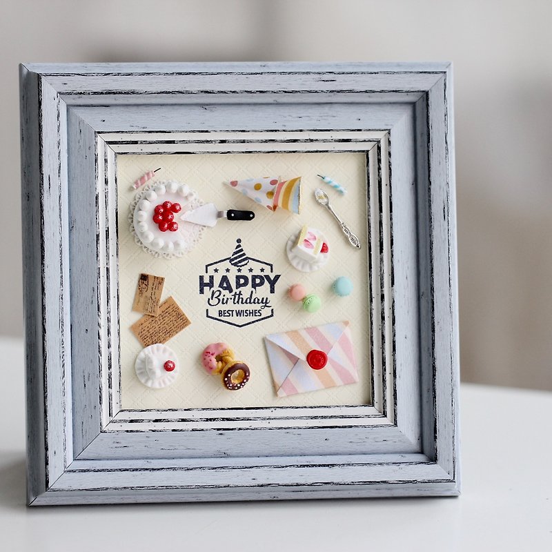 Miniature Birthday Party Set / Frame / Zakka / Decoration / Birthday present - Picture Frames - Clay Multicolor