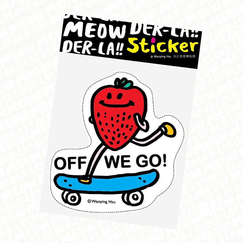 Wanying Hsu, the cat goes down and cuts the suitcase sticker "Off we go" - สติกเกอร์ - กระดาษ 
