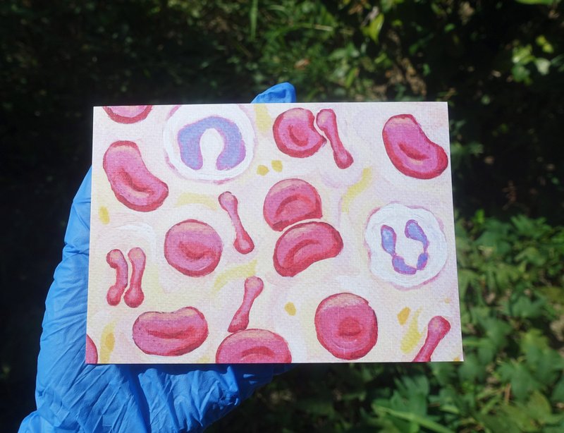 Blood cell postcard - การ์ด/โปสการ์ด - กระดาษ สีน้ำเงิน