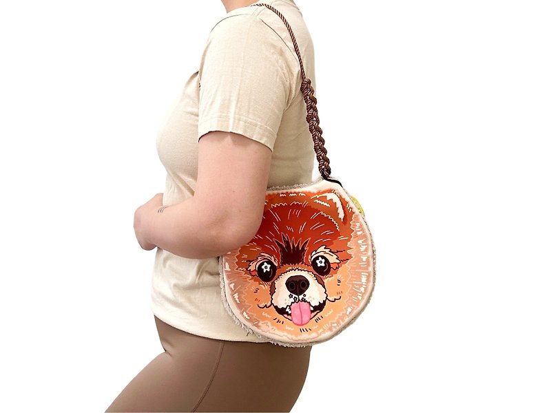 Limited spot original cooperation pet shoulder bag Pomeranian dog face bag - Handbags & Totes - Other Materials 