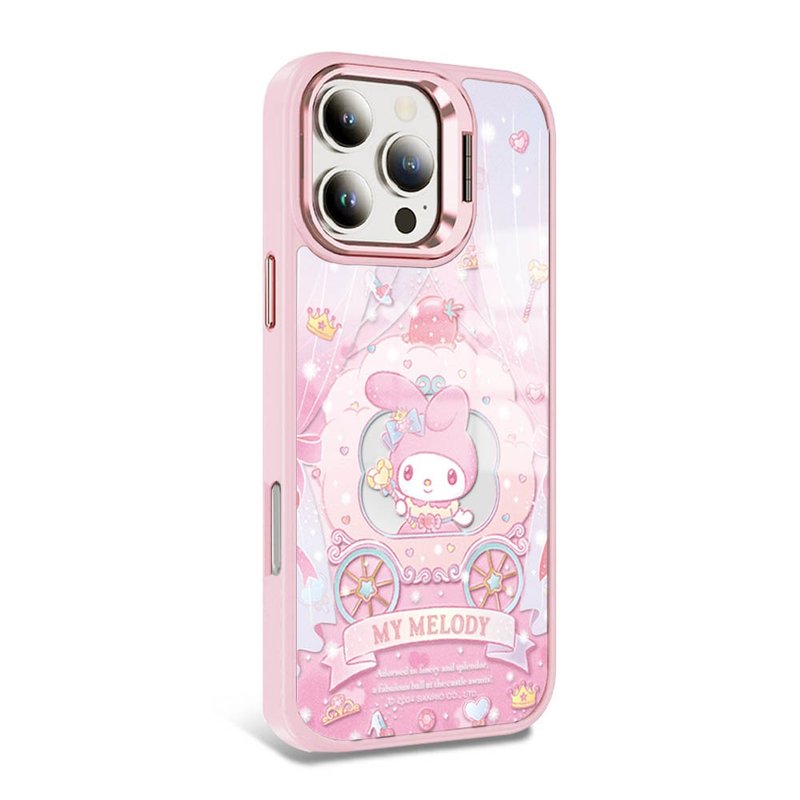 iPhone全系列軍規防摔合金框隱形立架鏡面磁吸殼-馬車美樂蒂-粉框 - 手機殼/手機套 - 其他材質 多色