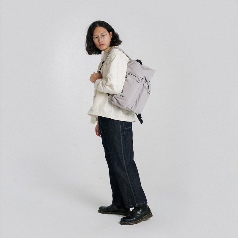 Flow系列新品 | 索繩休閒旅行後背包L號 OLIVER ECO 大容量雙肩包 - 後背包/背包/書包 - 環保材質 灰色