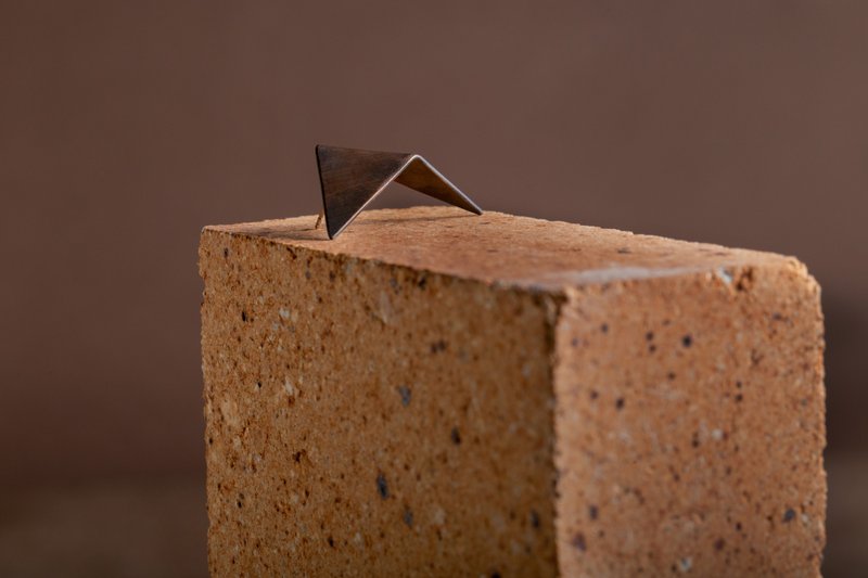 Minimalism 低限主義 地景耳環1號 Sculptural Ear - 耳環/耳夾/耳骨夾 - 銅/黃銅 黑色