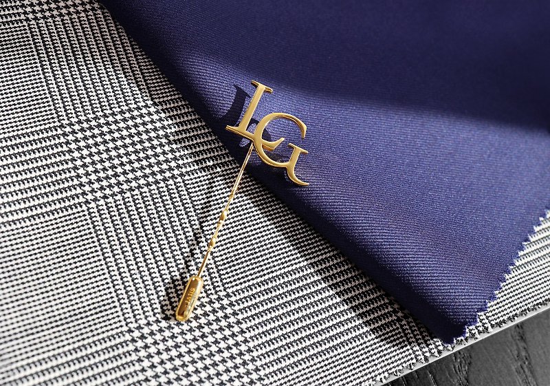 Wedding lapel pin for groom, Gold-plated tie pin Initials, Custom lapel pin - Ties & Tie Clips - Sterling Silver Silver