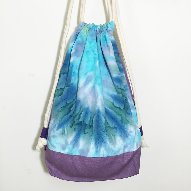 Tie Dye/Handmade/drawstring/backpack [Blue] - Drawstring Bags - Cotton & Hemp Blue