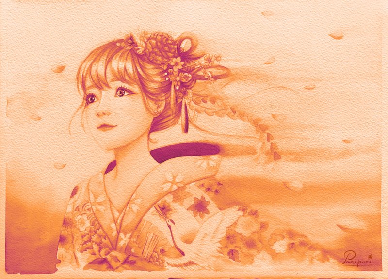 Flying with my wings (sepia) l Postcard - 卡片/明信片 - 紙 多色