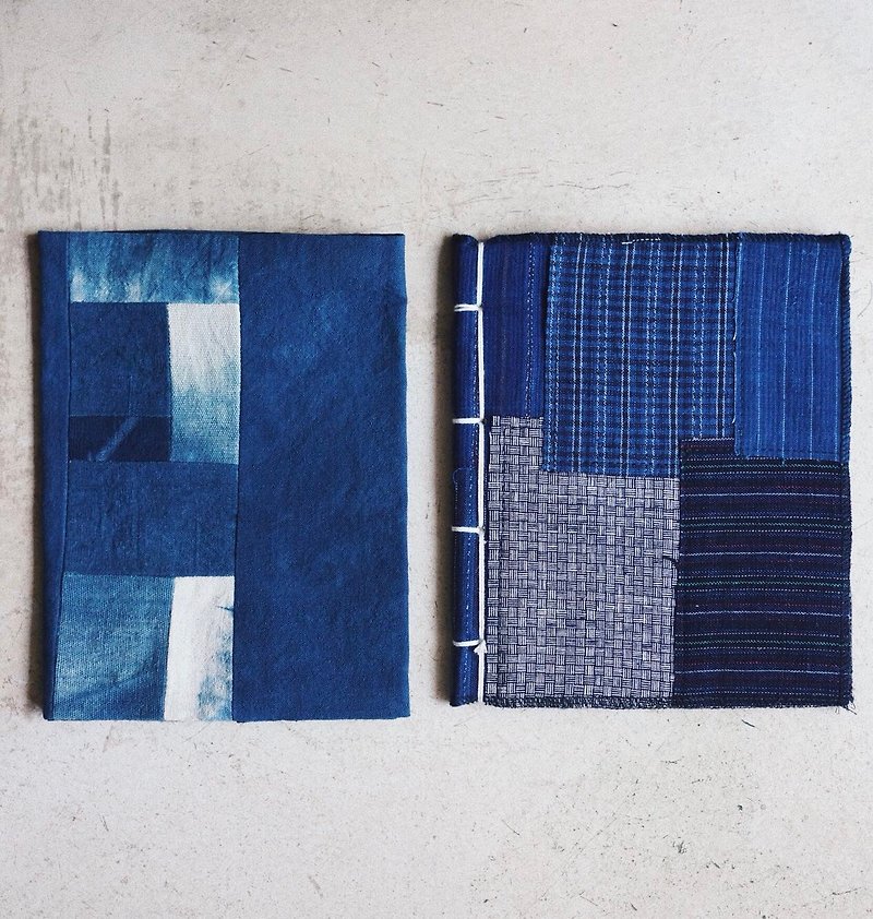 Goody Bag Anniversary 88% Blue Dye Hand Knitting Patchwork Book + Notebook Two Sets - Notebooks & Journals - Cotton & Hemp Blue