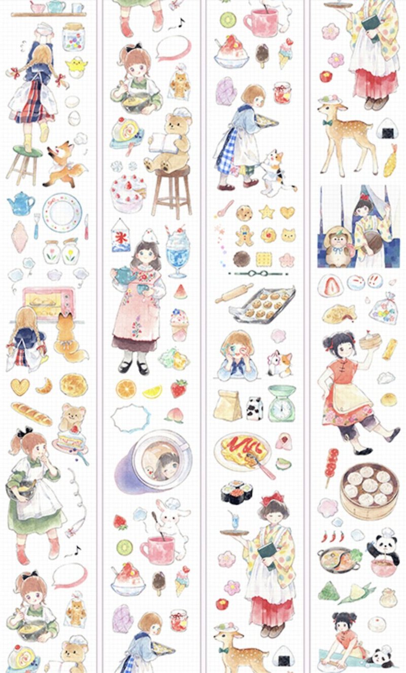 Fragrant wheat, Chinese Ichiban Girls Collection PET and paper tape made in Taiwan, 10 meters roll - Washi Tape - Plastic Multicolor