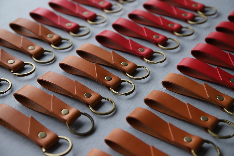 Lucky Bag-Ribbon key ring three-piece set + 12% off lettering - ที่ห้อยกุญแจ - หนังแท้ สีนำ้ตาล