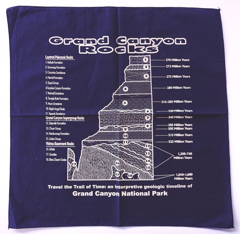 Grand Canyon Rocks Bandana, 21 x 21 inches, Diagram Geography, 100% Cotton, Ho - 絲巾 - 棉．麻 藍色