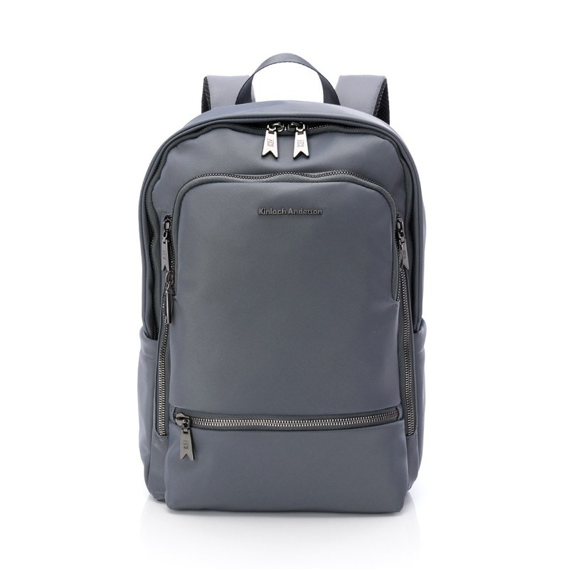 [Kim Anderson] Rowan intellectual zipper backpack-iron gray - กระเป๋าเป้สะพายหลัง - เส้นใยสังเคราะห์ สีเทา