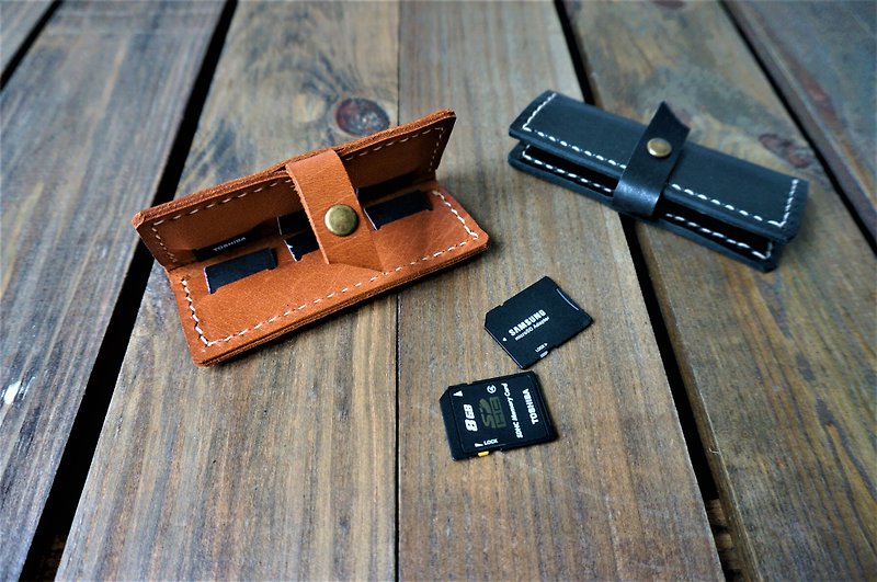 SD儲存卡收納真皮袋 // 攝影師最佳禮物 // SD儲存卡收納袋 - 相機帶/腳架 - 真皮 咖啡色