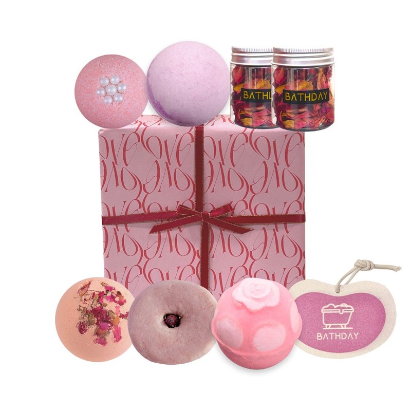 BATHDAY bath ball pink bubble gift box - Other - Other Materials White