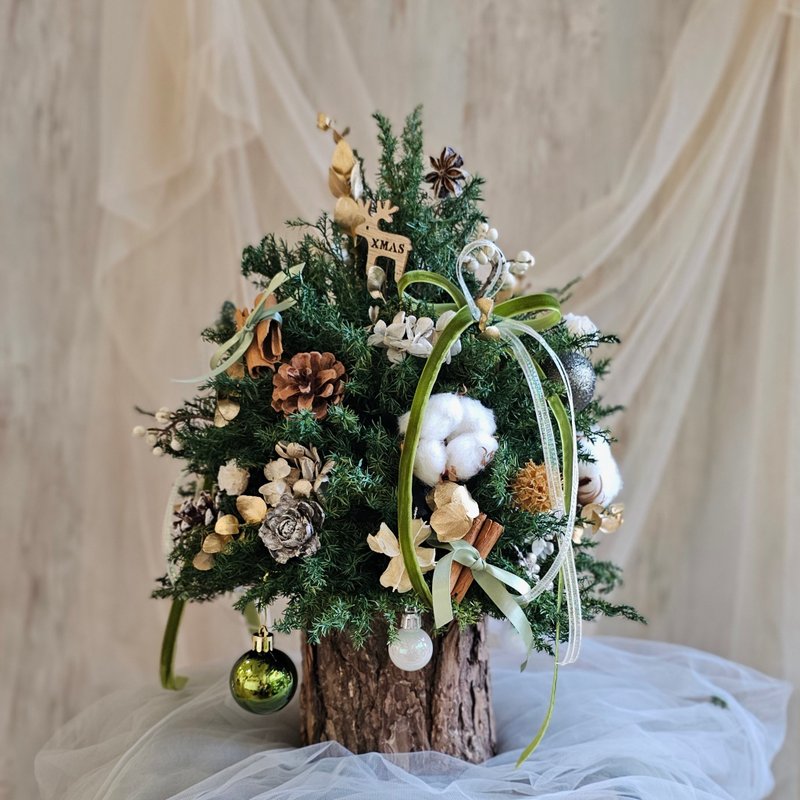 Preserved Flower Course//Trunk Christmas Tree 45cm Banqiao Dried Flower One-person course for beginners only - จัดดอกไม้/ต้นไม้ - พืช/ดอกไม้ 