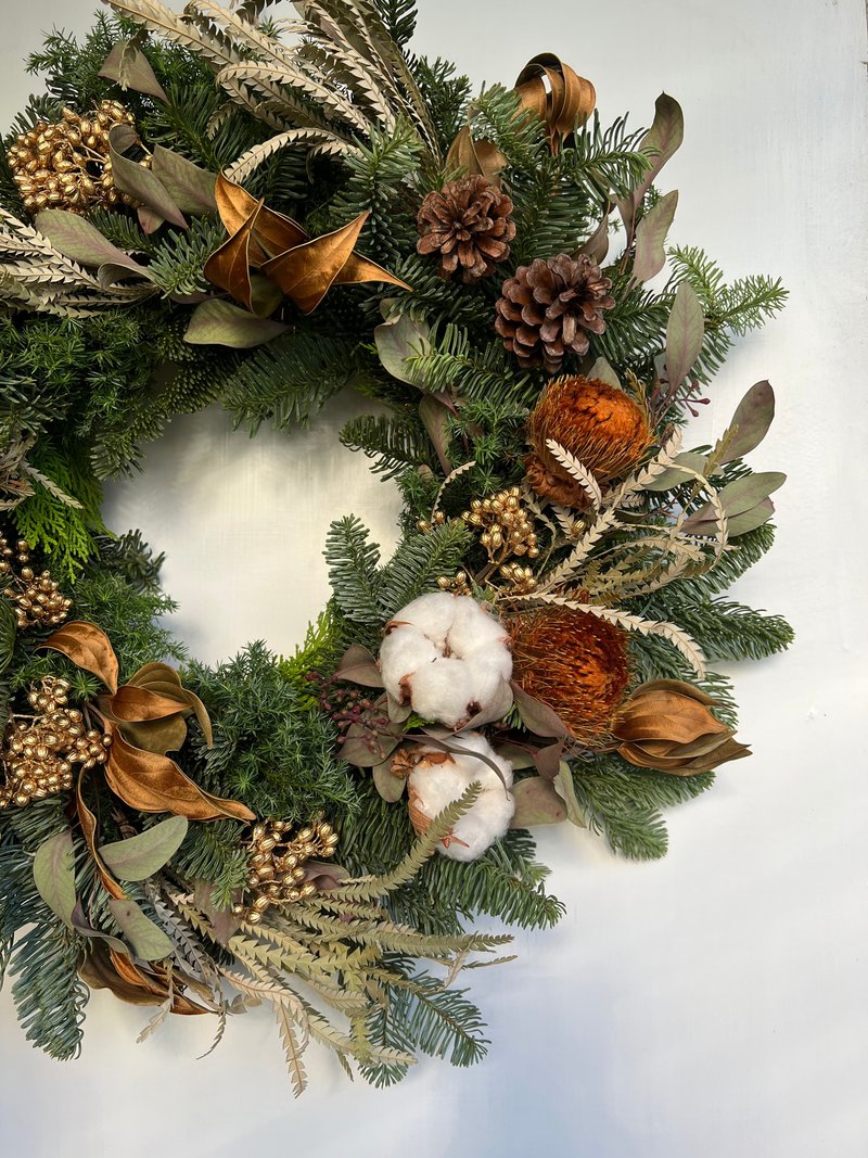 Fo Guang Yeshan Maojian Big Christmas Wreath 40 cm-No need to wait for stock - Dried Flowers & Bouquets - Plants & Flowers 