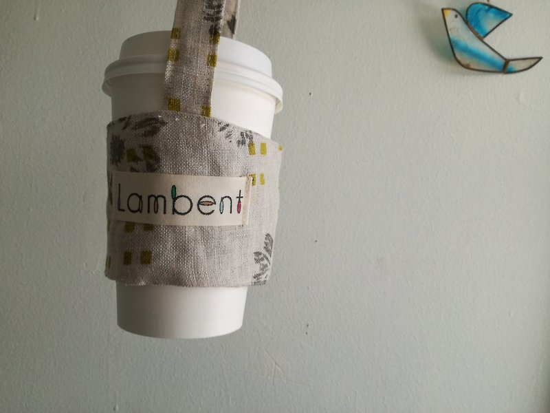 eco-friendly drink cup sleeve bag / CUP HOLDER - 掛繩/吊繩 - 棉．麻 灰色