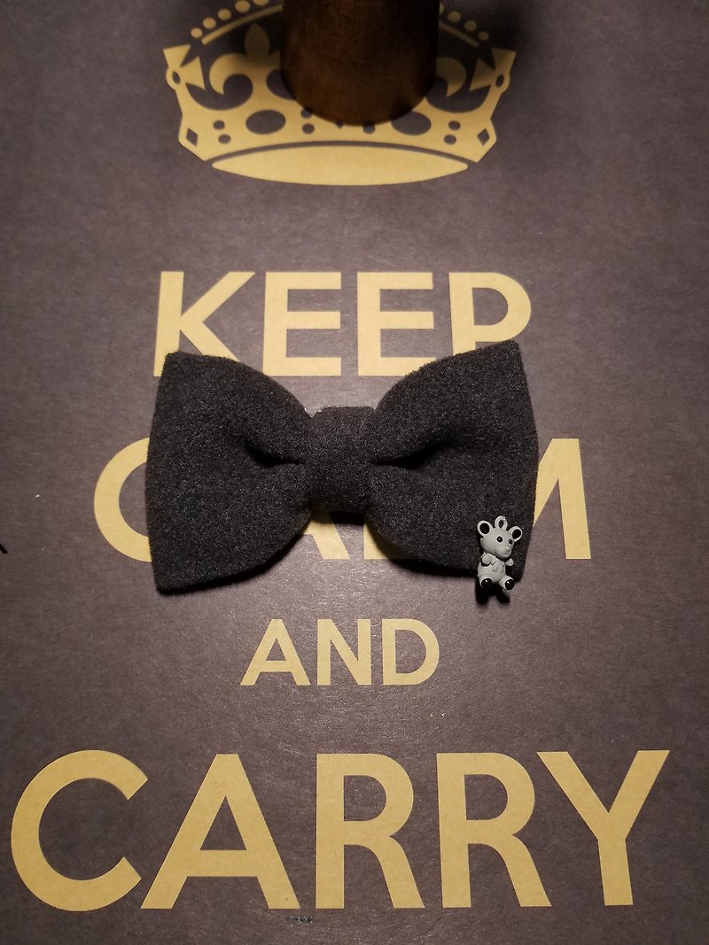 Gray Fabric Bear Tie Theme Wedding Bow - Bow Ties & Ascots - Wool Gray