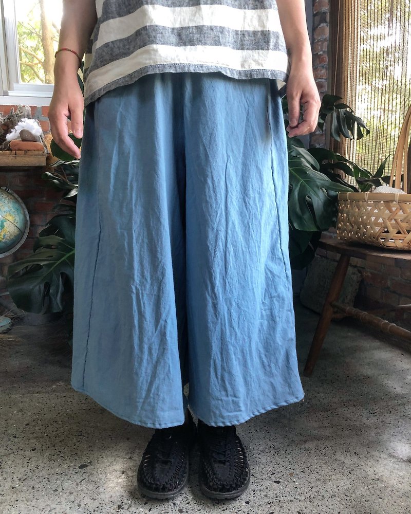 Washed cotton three-dimensional tailored skirt - กระโปรง - ผ้าฝ้าย/ผ้าลินิน สีน้ำเงิน