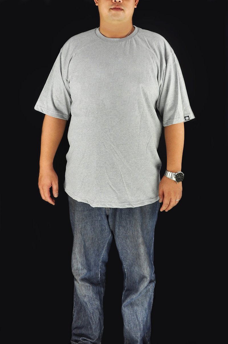 STATELYWORK 空白素面T恤-加大尺碼-男T恤-灰 - 男 T 恤 - 棉．麻 灰色