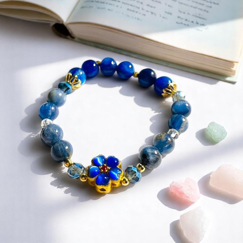 靜語 藍晶石 靜心平衡 尾牙穿搭 交換禮物 聖誕禮物 水晶手鍊 - 手鍊/手環 - 水晶 藍色
