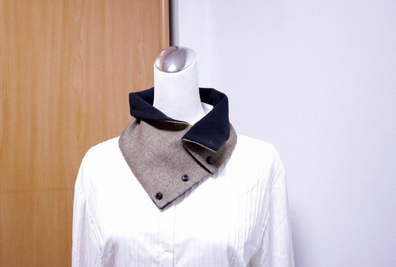 Multi-button~ Warm bib short scarf neck sleeve double-sided two-color suitable for both men and women - ผ้าพันคอถัก - วัสดุอื่นๆ 