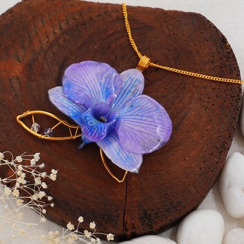 siam royal orchid Orchid Sparkle 1 Pendant with Chain (lilac blue)