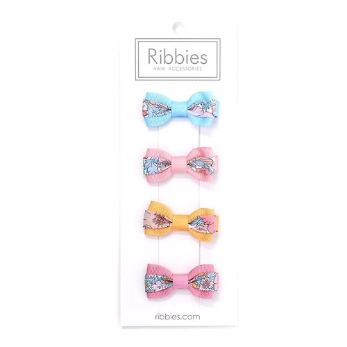 Ribbies 台灣總代理 英國Ribbies 雙色緞帶蝴蝶結4入組-MS Pink