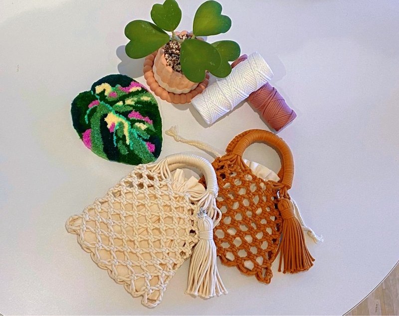 Macrame French Weaving - Window Net Bag (Medium) Experience Course (Cultural Coins Can Be Used) - เย็บปักถักร้อย/ใยขนแกะ/ผ้า - ผ้าฝ้าย/ผ้าลินิน 