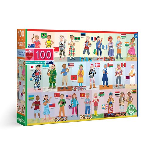 eeBoo 台灣總代理 eeBoo 100片拼圖 - Children of the World 100 Piece 小小地球村