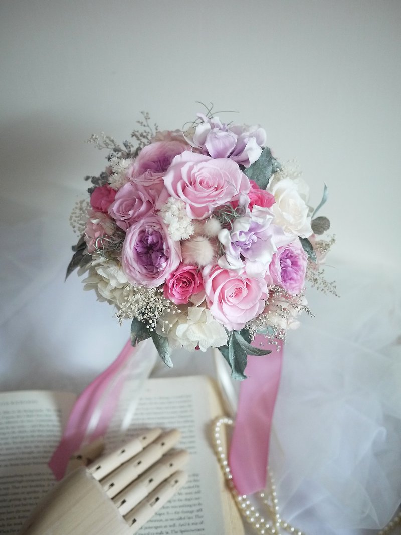 ♥♥毎日（コサージュの段落を伴う）花嫁のアマランスの花束を過ごします - 観葉植物 - 寄せ植え・花 ピンク