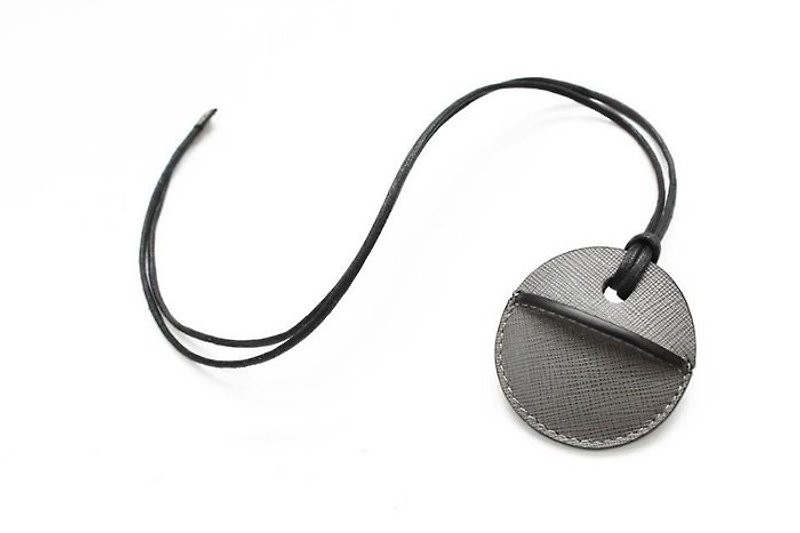 KAKU皮革設計 gogoro鑰匙皮套訂製 灰色十字紋牛皮 - 鑰匙圈/鎖匙扣 - 真皮 