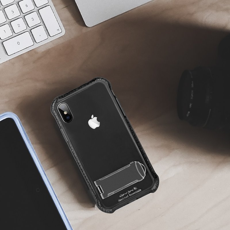 Stiff Series│iPhone X/Xs (5.8吋) 站立式空壓保護殼-鈷黑色 - 手機殼/手機套 - 塑膠 黑色
