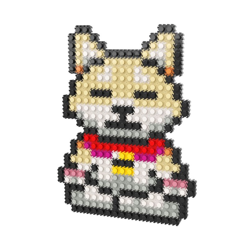 Pizel Japanese Beckoning Shiba Inu Dog - Meditation Pixel Art Z Puzzle - Stuffed Dolls & Figurines - Cotton & Hemp Multicolor