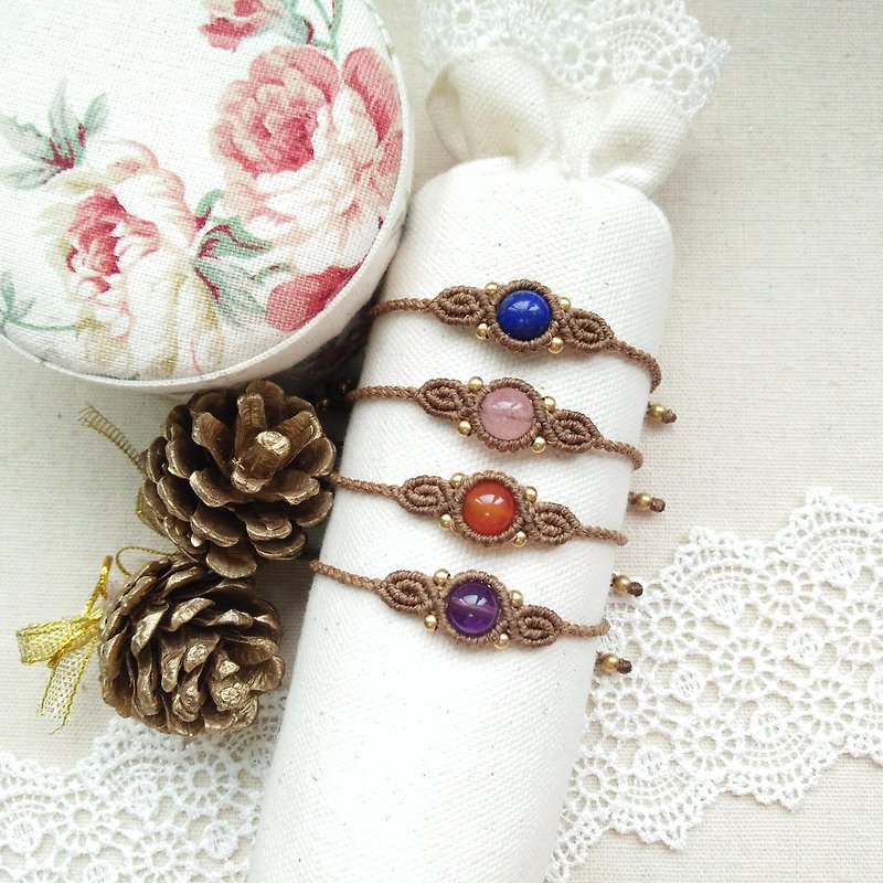 BUHO hand made. Love gypsy. Natural Crystal X South American wax wax bracelet - Bracelets - Gemstone Brown