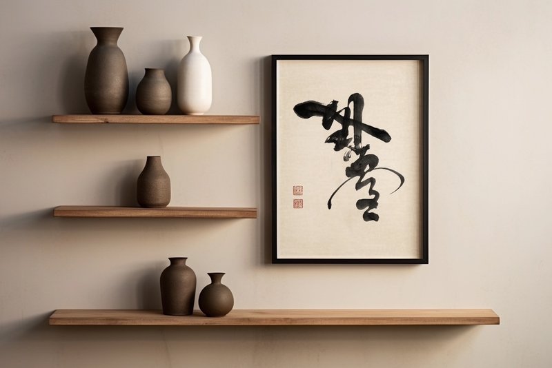 Wu Jing (Endless) Calligraphy Canvas print - กรอบรูป - วัสดุอื่นๆ ขาว