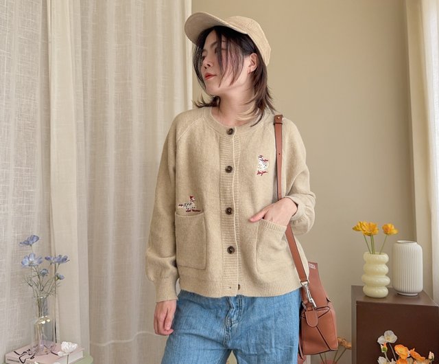 【新品タグ付き】Lure you in メロウコットンカーディガン ミルク Cardigan ポケット付きカーディガン Milk Tea Color ライト