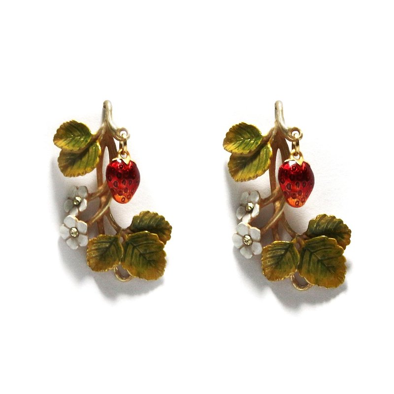Strawberry Field Strawberry Field Earrings PA470 - ต่างหู - โลหะ สีแดง