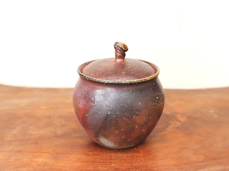 Bizen ware lidded dish (sangiri) ta-039 - Food Storage - Pottery Brown