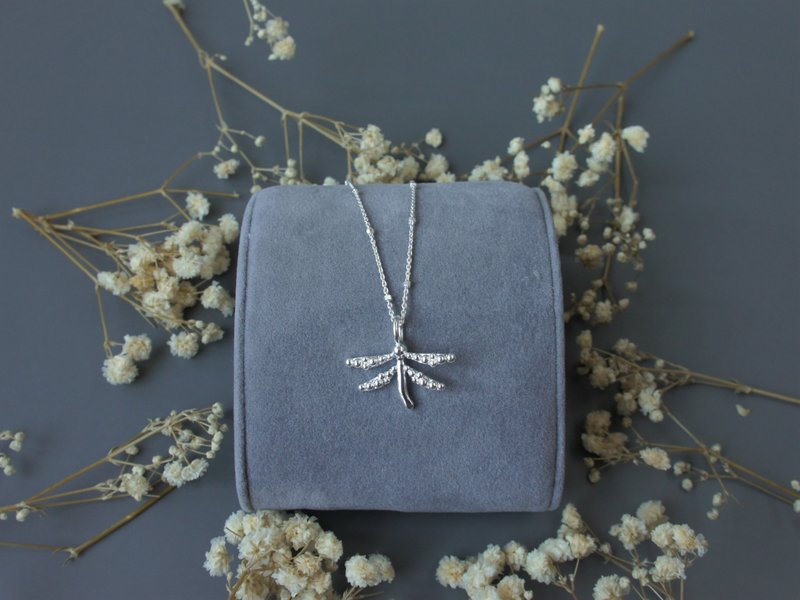 Dragonfly pendant necklace | sterling silver - สร้อยคอ - เงินแท้ สีเงิน