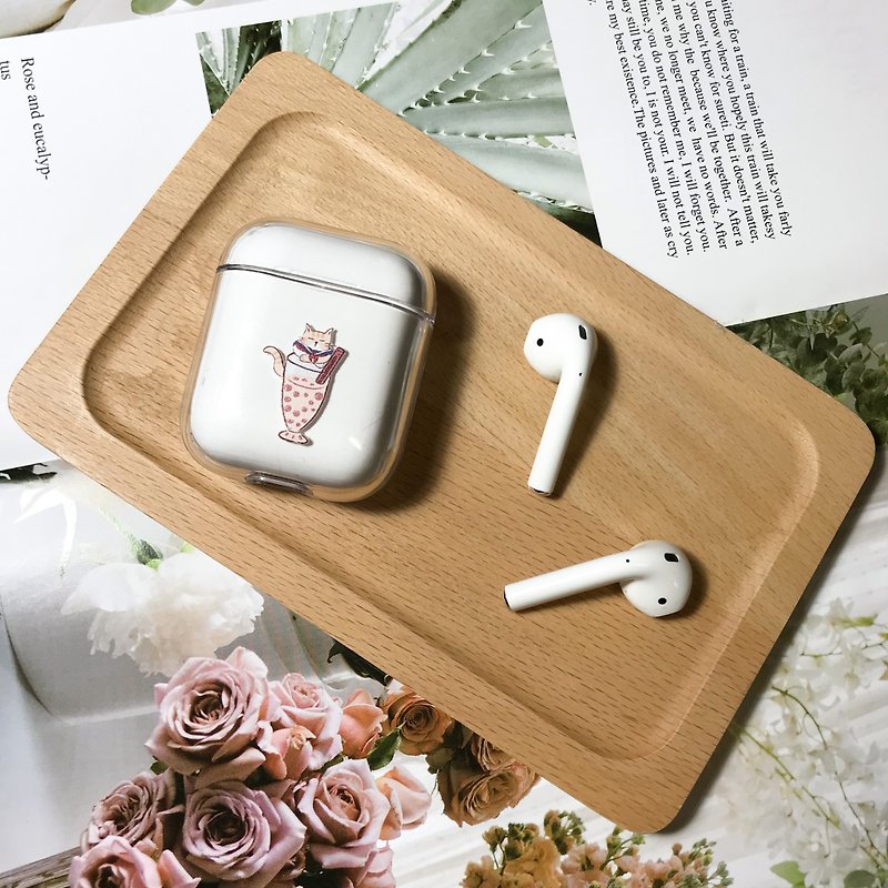 Airpods 1/2 generation hard shell Jane milk cat - Headphones & Earbuds Storage - Plastic Khaki