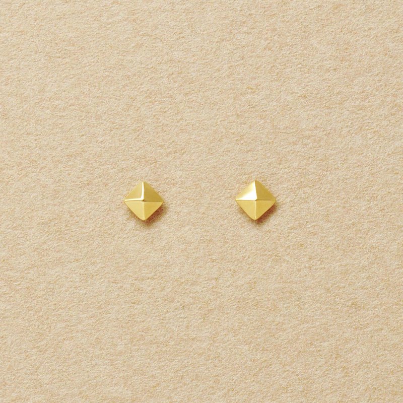 【Second Earrings】 18K 黃金字塔耳環 (黃金) - 耳環/耳夾/耳骨夾 - 貴金屬 