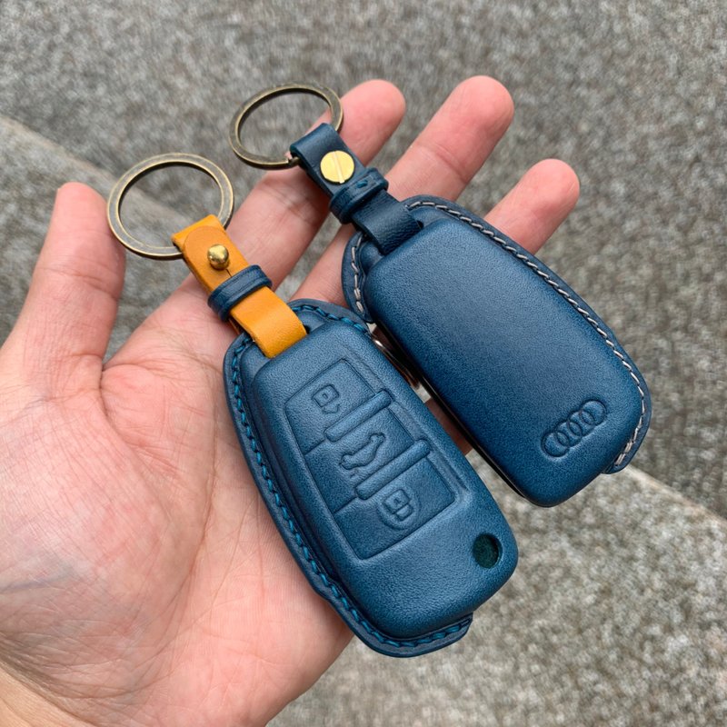 Audi 奧迪 Buttero 汽車鑰匙皮套 e tron A4 A3 A5 A6 Q5 A8 Q7 - 鑰匙圈/鑰匙包 - 真皮 橘色