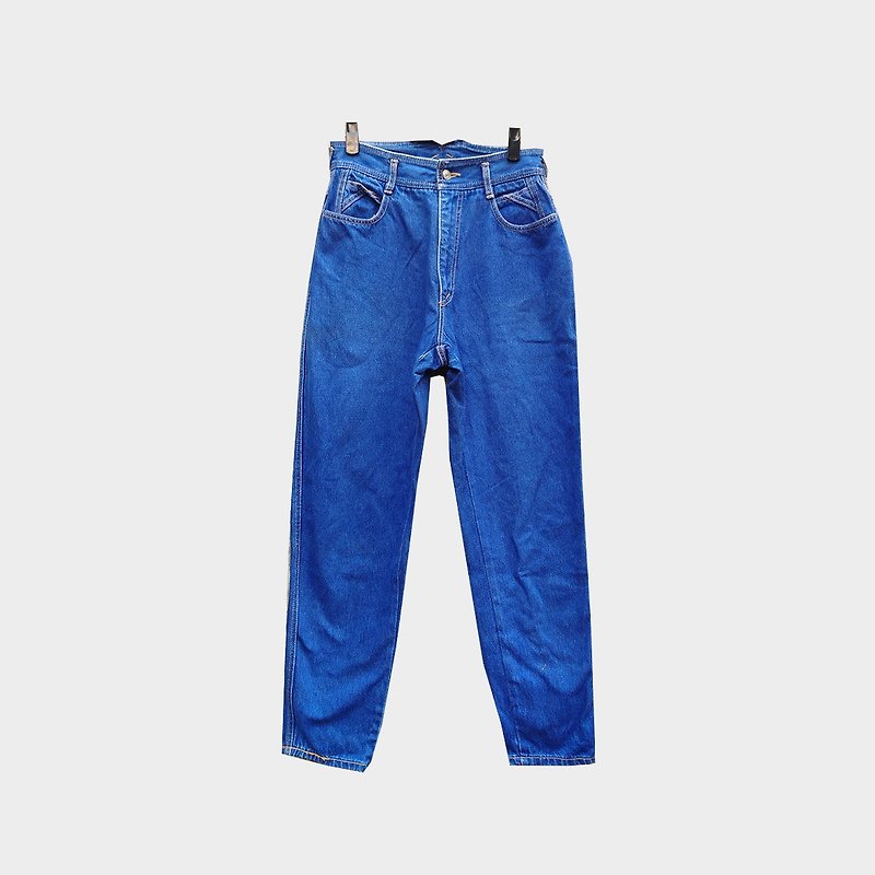 Vintage navy blue high-waisted jeans - กางเกงขายาว - ผ้าฝ้าย/ผ้าลินิน สีน้ำเงิน