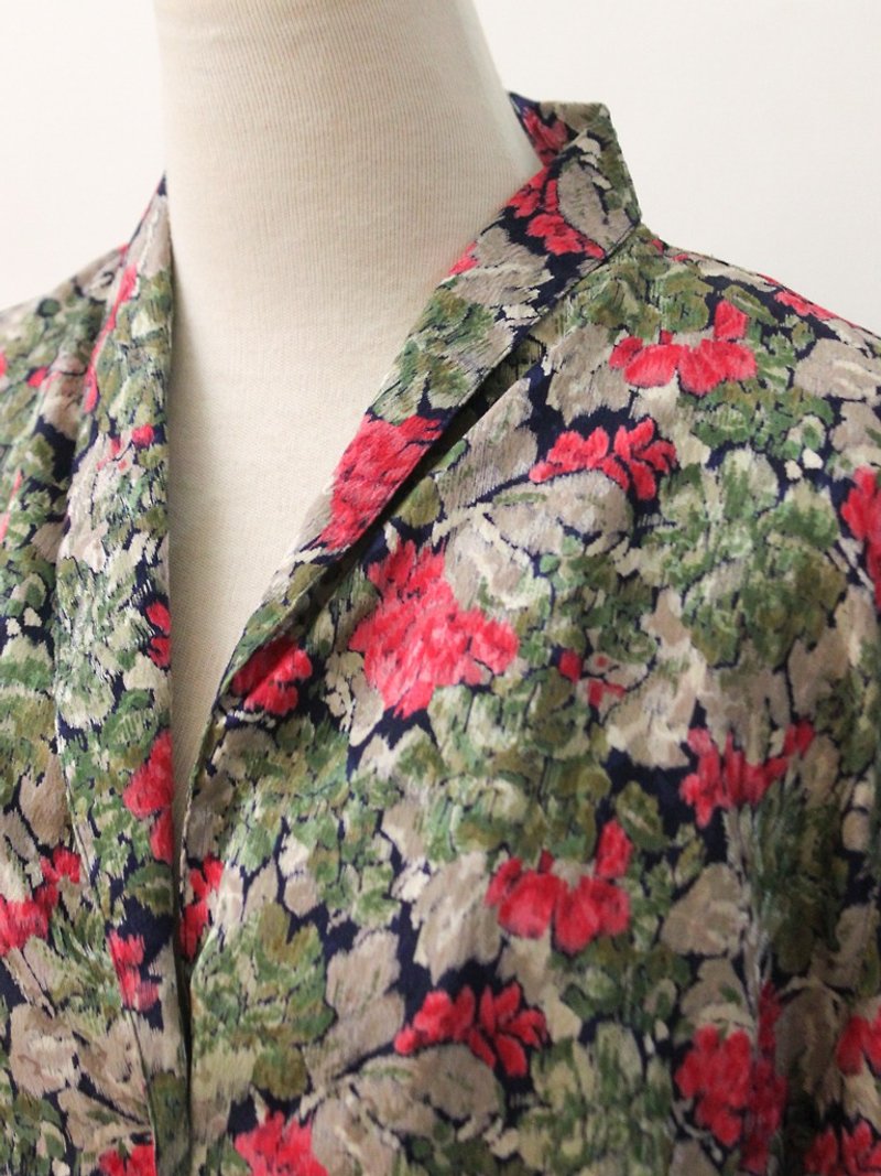 Vintage European adult print long sleeve vintage shirt - special - Women's Shirts - Polyester Khaki