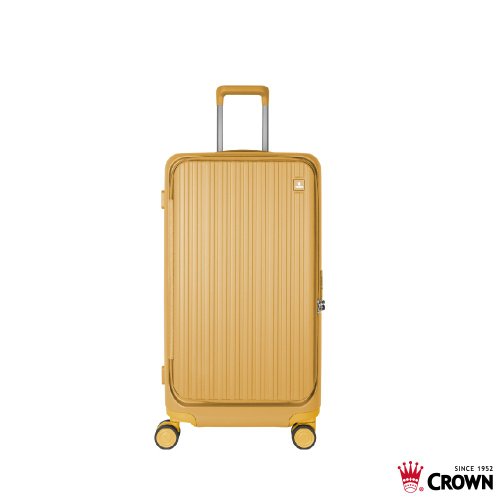 CROWN 皇冠行李箱 【CROWN】26吋 BOXY 前開框架胖胖拉桿箱 託運箱 黃色