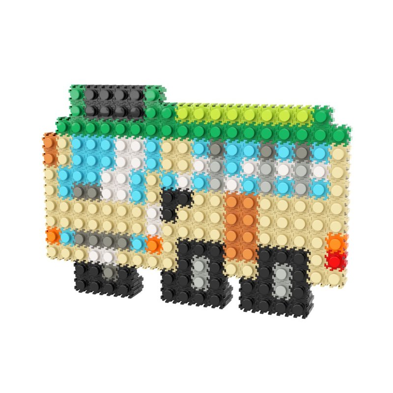 Pizel Mini Hong Kong Green Mini Bus Pixel Art Z Puzzle - Stuffed Dolls & Figurines - Cotton & Hemp Multicolor