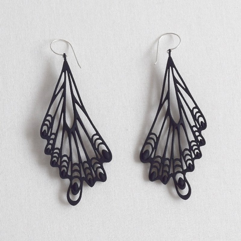 papillon black earrings - ต่างหู - พลาสติก สีดำ