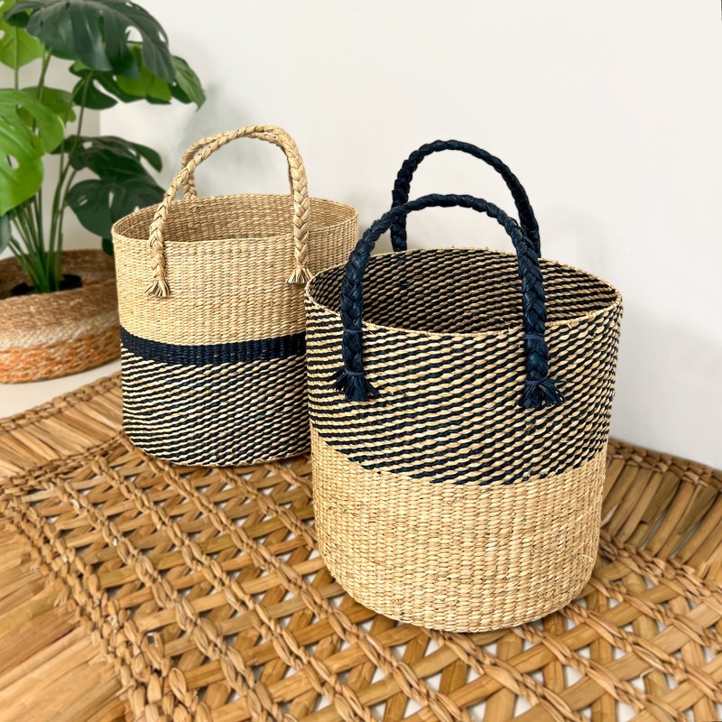 Sea Horizon Hogla Basket_2colors - กล่องเก็บของ - ผ้าฝ้าย/ผ้าลินิน หลากหลายสี