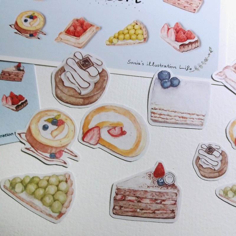 Hand drawn dessert sticker set - สติกเกอร์ - กระดาษ 