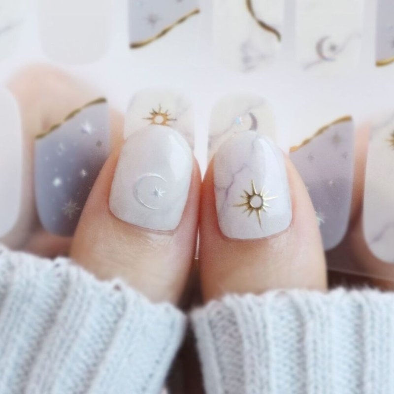 [Lunacaca Gel Nail Stickers] C01090 That Night of Stars is easily removed | Does not damage real nails - ยาทาเล็บ - พลาสติก 